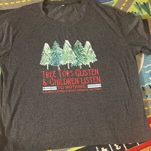 Gray Graphic Tee with Tree Design